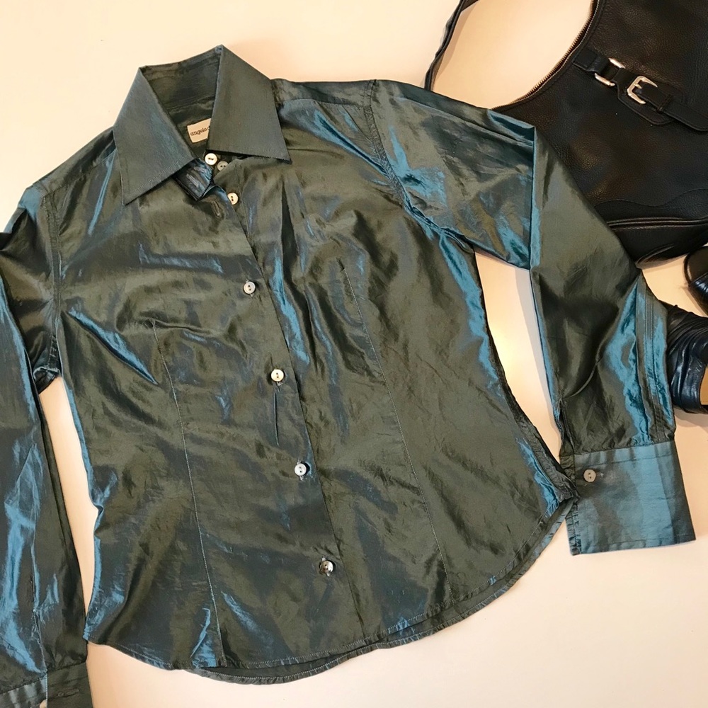Deep Green Italian Silk Blouse